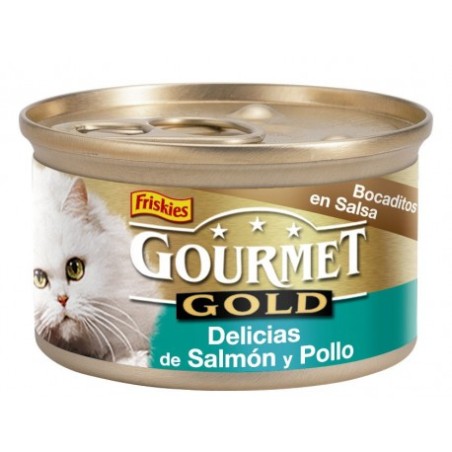 Gourmet gold Delicias Salmón y Pollo 85 gr, (a 0.58€ lata)